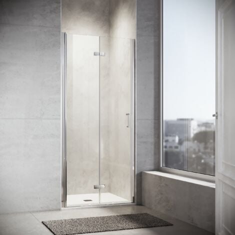 SONNI Duschtüren bad Falttür Nischentür 180°Schwingtür Duschabtrennung Dusche Nano Glas ESG 80x195cm