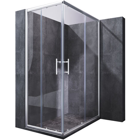 SONNI Duschtüren Eckeinstieg Duschkabine Doppel Schiebetür Klarglas Dusche 120X90x185cm ESG Schnellfreigabefunktion Spritzwasserschutz
