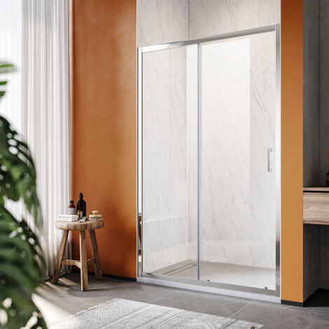 SONNI Duschtüren Schiebetur Nischentür Dusche Schnellfreigabefunktion mit Stangengriff ESG 110 x 185cm
