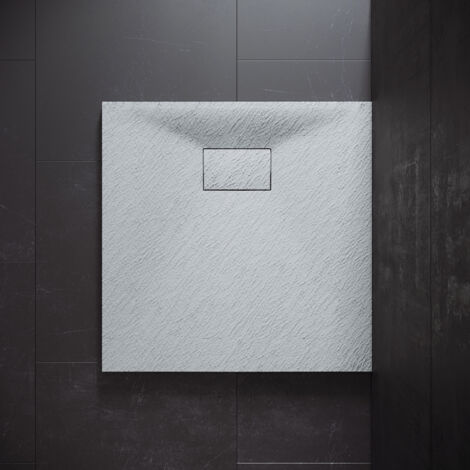 SONNI Duschwanne Duschtasse SMC 80x80cm Rechteckig Rutschfest mit Ablaufgarnitur Weiß