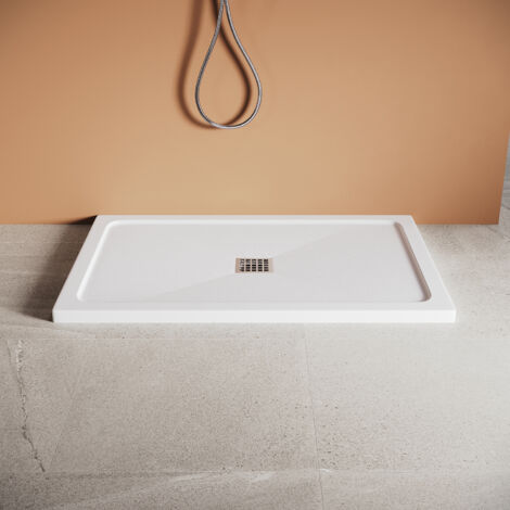 SONNI Duschwanne Eingebettete Duschplatte SMC Anti Rutsch Quick Drainage Design, Quadratische 1200x800 mm, mit Ablaufgarnitur