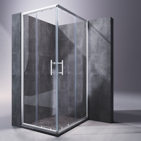 SONNI Duschkabine Eckeinstieg 90x90 Dusche Schiebetür Glas Duschabtrennung H:195cm Schnellfreigabefunktion