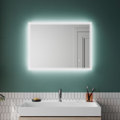 Espejo redondo de baño led 90cm＋antivaho＋interruptor táctil