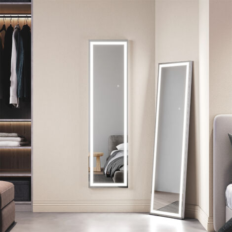 SONNI Espejo de Cuerpo Entero Suspensión / Piso a techo Interruttore Touch Luces LED a 3 Colori Specchio para Pasillo Dormitorio Sala de EstaB