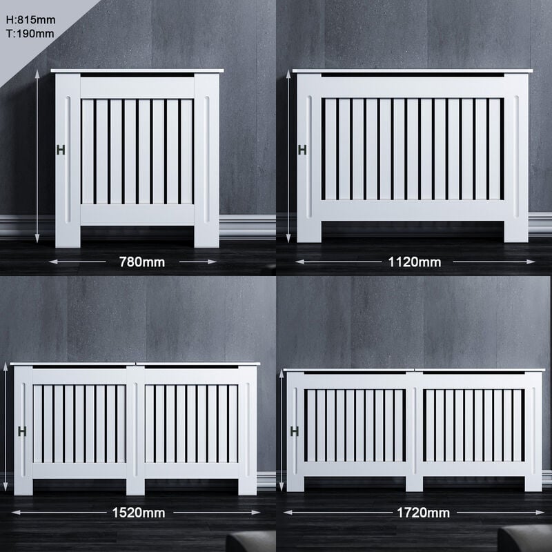 Habillage de radiateur Blanc Vertical Lamelle Laqué Armoire Couverture de radiateur 172x19x81cm Extra Large - Sonni