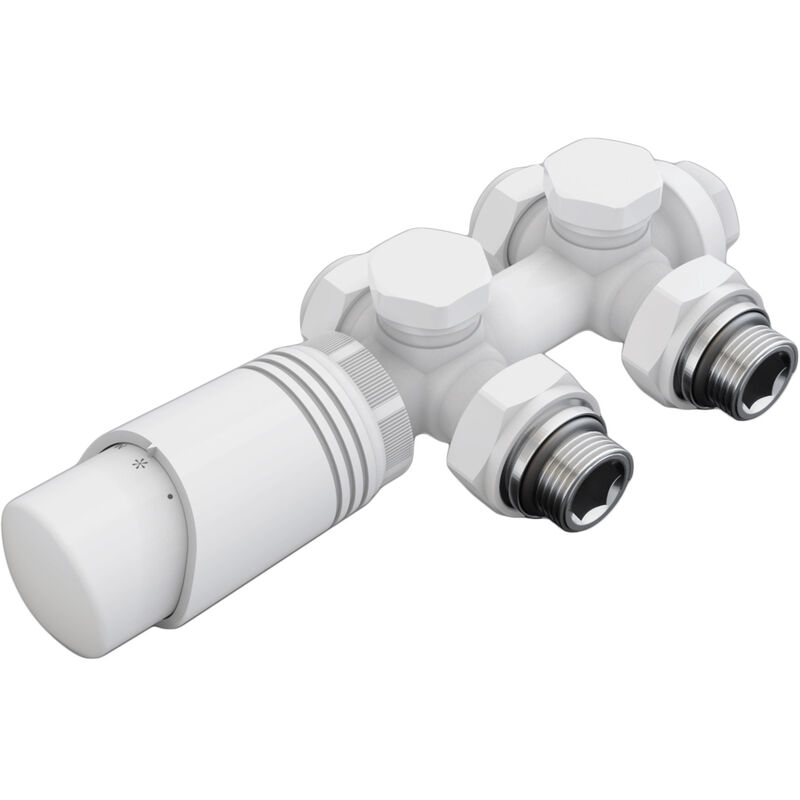 Bloc de robinetterie Vanne thermostatique Multiblock Set Radiateur Raccord central Blanc - Sonni