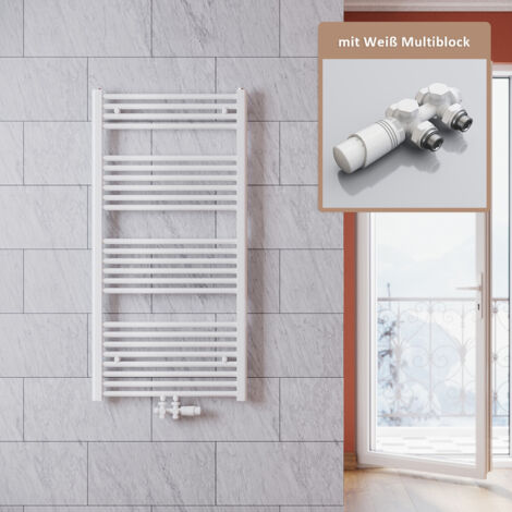 SONNI Handtuchtrockner Bad 1200x600mm Badheizkörper Weiß Heizkörper thermostatkopf,mit Ventil,562 Watt