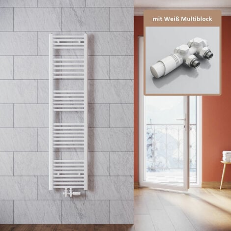 SONNI Handtuchtrockner Bad 1600x400mm Badheizkörper Weiß Heizkörper thermostatkopf,mit Ventil,739 Watt