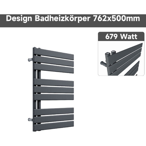 SONNI Handtuchwärmer heizkörper Handtuchtrockner Panel Vertikale Badheizkörper Seitenanschluss Handtuchhalter Anthrazit 76x50cm