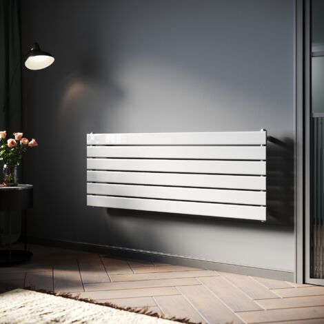 SONNI Heizkörper aus Stahl Design Heizkorper Paneelheizkörper Horizontal Einlagig Weiß Flachheizkörper 1200x465mm, 629W