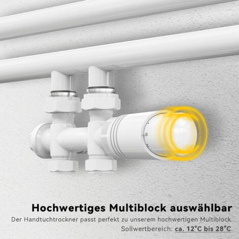 SONNI Heizkörper Multiblock Ventil Anschlussgarnitur Heizungszubehör Thermostat Weiß