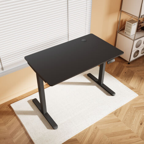 SONNI Höhenverstellbarer Schreibtisch, Stehpult, Bürstenloser Motor mit Smart Memory Funktion, Black Desk + 100cm Black Table