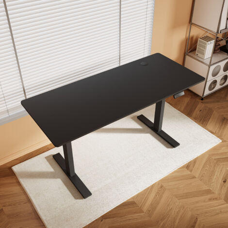 SONNI Höhenverstellbarer Schreibtisch, Stehpult, Bürstenloser Motor mit Smart Memory Funktion, Black Desk + 140cm Black Table