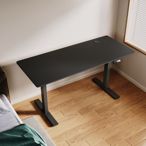 SONNI Höhenverstellbarer Schreibtisch, Stehpult, Bürstenloser Motor mit Smart Memory Funktion, Black Desk + 160cm Black Table