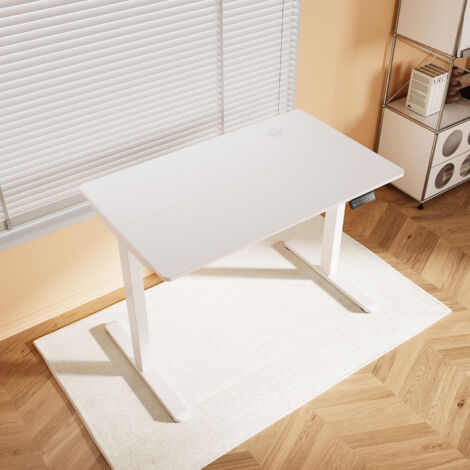 SONNI Höhenverstellbarer Schreibtisch, Stehpult, Bürstenloser Motor mit Smart Memory Funktion, White Desk + 100cm White Table
