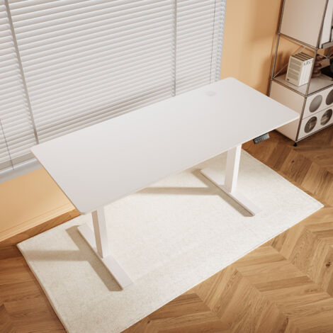 SONNI Höhenverstellbarer Schreibtisch, Stehpult, Bürstenloser Motor mit Smart Memory Funktion, White Desk + 140cm White Table
