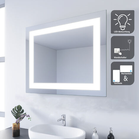 SONNI LED Badspiegel Badezimmer Lichtspiegel Badezimmerspiegel Wandspiegel energiesparender 60x50cm IP44