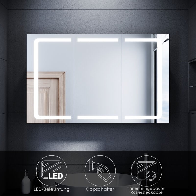 SONNI LED Spiegelschrank Badezimmerspiegel Badschrank mit Beleuchtung