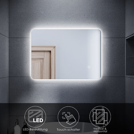 SONNI LED Spiegelschrank Badezimmerspiegel wandschrank Badschrank 50x70cm kaltweiß licht Touch Energiesparender IP44