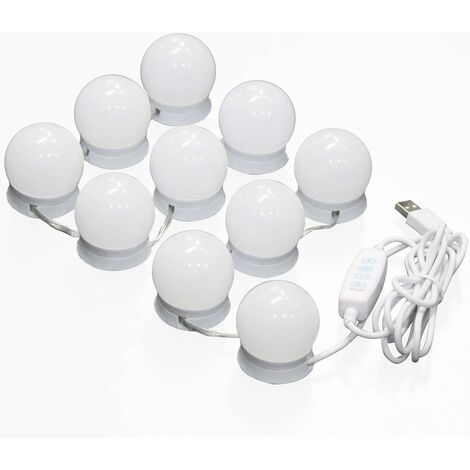 SONNI Make Up Licht LED mit 3 Modi dimmbar und 10 Helligkeiten Hollywood-Stil Spiegelleuchte Schminktischlampen mit Schalter