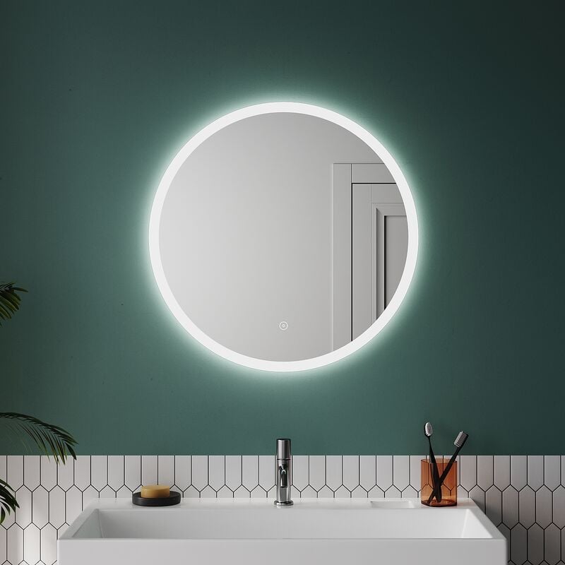 Miroir de salle de bain rond éclairage led Touch antibuée miroir mural salle de bain 60cm - Sonni
