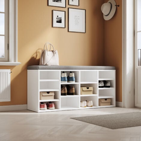 SONNI Mueble Zapatero Armario para Zapatos con Cojín Blanco 103.5x30x48cm