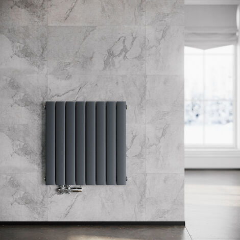 SONNI Paneelheizkörper Horizontal Heizkörper Design Flach heizkörper wohnzimmer Badheizkörper Einlagig Heizkoerper Seitenanschluss wohnzimmer mit Heizventil 630 x 616 mm Antrazit