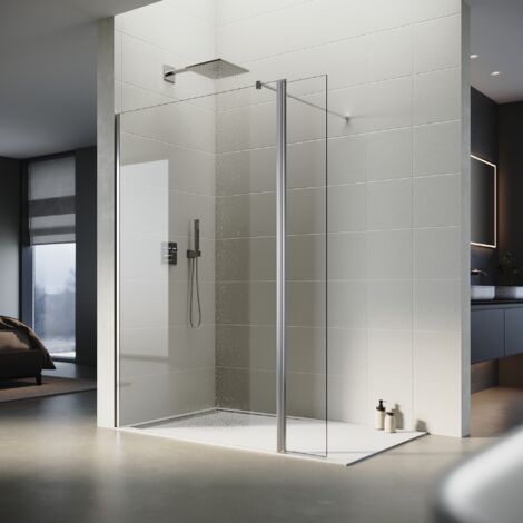 SONNI Parete doccia walk-in 110X200cm Vetro Nano Easy-Clean ESG 8 mm Parete Divisoria in Vetro con Stabilizzatore Con Pannello Laterale Della Doccia 30cm