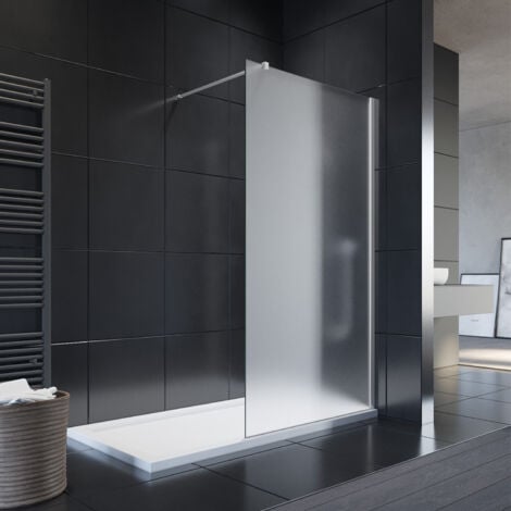SONNI Pareti Doccia Walk in 8mm Vetro Temperato Nano Smerigliato Con Barra Stabilizzatrice 120cm Nero 120x200cm