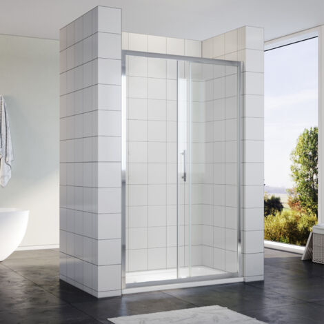 SONNI Porta Doccia Nicchia Vetro 5 mm Porta Scorrevole Altezza 185cm x 110cm