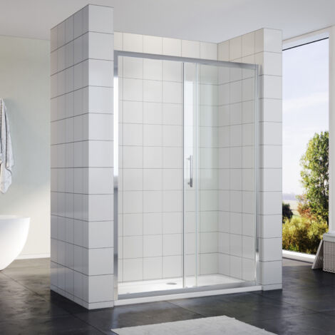SONNI Porta Doccia Nicchia Vetro 5 mm Porta Scorrevole Altezza 185cm x 160cm