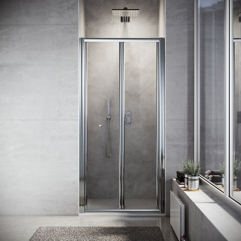 Porte de douche reglable en largeur Verre trempé Cabine de douche Porte pliante Largeur 100cm Hauteur 185cm - Sonni