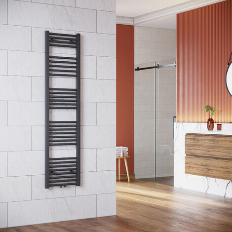 SONNI Radiador Toallero Agua Radiadores Toalleros Electricos Conexión Intermedia 40x160cm Gris Antracita 547W
