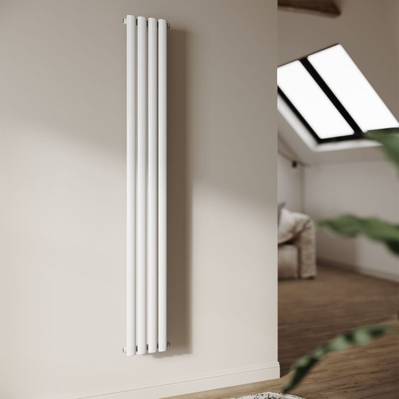 Radiateur à Eau Chaude Radiateur mural Radiateur tubulaire monocouche Connexion centrale de la vanne 180x23cm 498W Blanc - Sonni