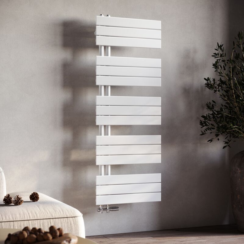 Radiateur Sèche-serviette eau chaude 1314x500mm Blanc Sèche-serviettes à Eau Chaude Panneau Plat - Sonni