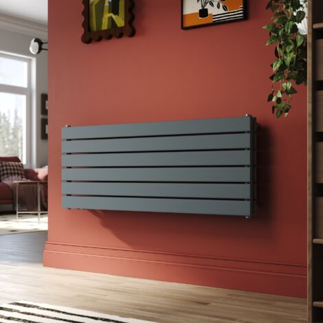 SONNI Radiateur eau chaude bicouche Anthracite Horizontal en acier 465x1200 mm Radiateur chauffage central (950W)