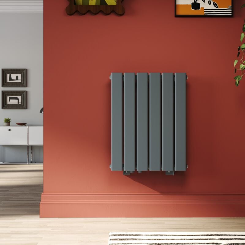 Radiateur eau chaude bicouche Anthracite Vertical en acier 600x465 mm Radiateur chauffage central (509W) - Sonni