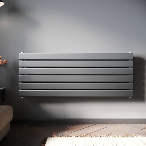 SONNI Radiateur eau chaude en acier 465x1200 mm Bicouche Anthracite Horizontal Radiateur chauffage central (950W)