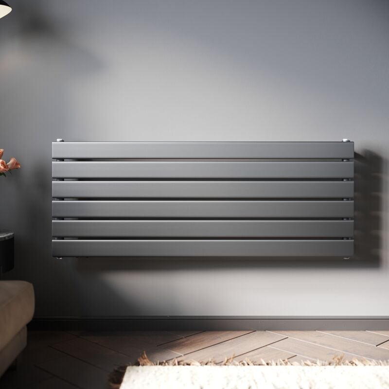 SONNI Radiateur eau chaude en acier 465x1200 mm Monocouche Anthracite Horizontal Radiateur chauffage central (734W)