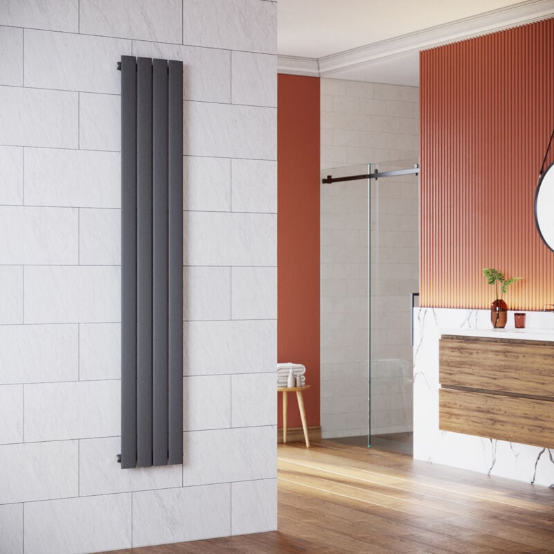 Radiateur eau chaude en acier Conception murale Vertical Radiateur chauffage central 1800x311mm Panneau Unique Anthracite (536W) - Sonni