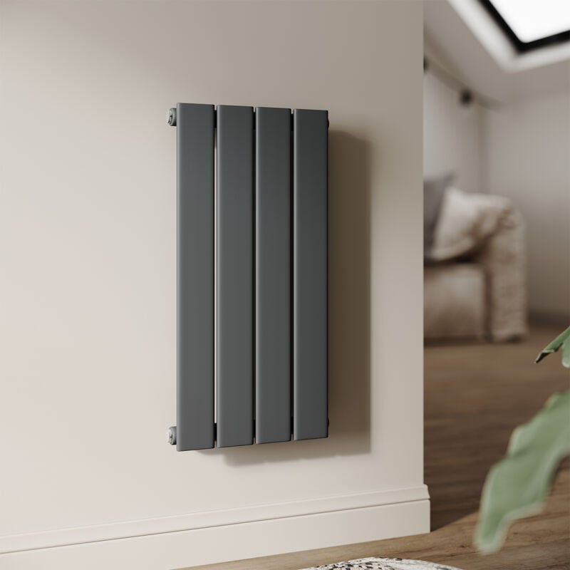 Radiateur eau chaude en acier Conception murale Vertical Radiateur chauffage central 600x311mm Panneau Unique Anthracite (222W) - Sonni