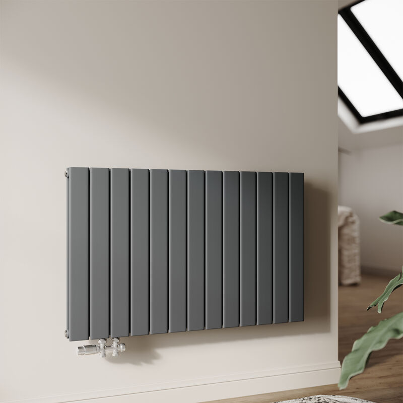 Radiateur eau chaude en acier Conception murale Vertical Radiateur chauffage central 630x1004mm Panneau Double Anthracite (1258W) Horizontal - Sonni
