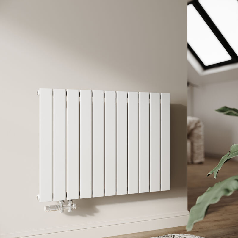 Radiateur eau chaude en acier Conception murale Vertical Radiateur chauffage central 630x850mm Panneau Unique Blanc (579W) Horizontal - Sonni