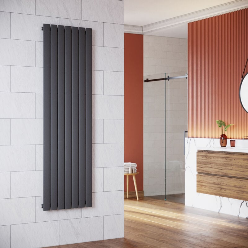 Radiateur eau chaude en acier Conception murale Vertical Radiateur chauffage central 1800x542mm Panneau Unique Anthracite (938W) - Sonni