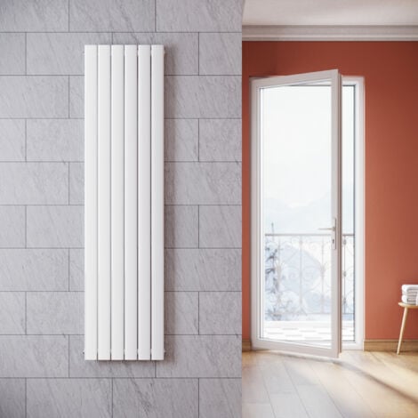 SONNI Radiateur eau chaude en acier Conception murale Vertical Tube plat Radiateur chauffage central 1800x465mm Panneau Double Blanc (1598W)