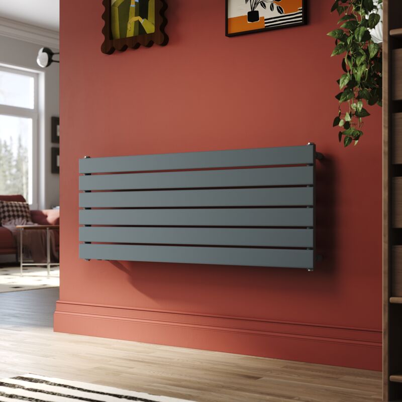 Radiateur eau chaude monocouche Anthraciten Horizontal en acier 465x1200 mm Radiateur chauffage central (734W) - Sonni
