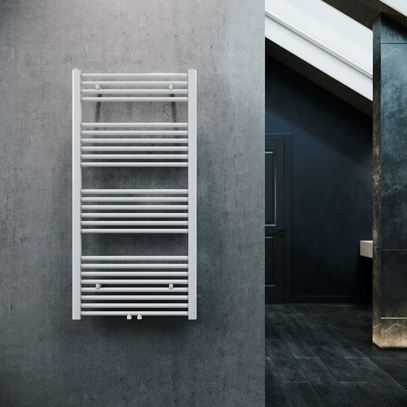 Sonni - Radiateur sèche-serviettes 60 x 120cm Radiateur salle de bain raccord central Radiateur sèche-serviettes salle de bain blanc droit