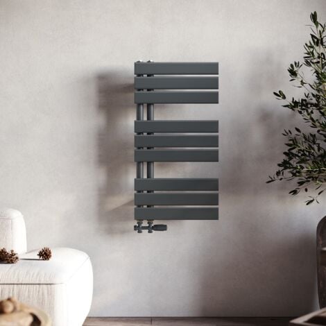 SONNI Radiateur sèche-serviettes 76x40cm Anthracite Panneau Radiateur sèche-serviettes, raccordement latéral