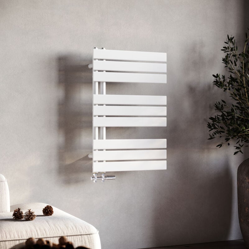 Radiateur sèche-serviettes 76x50cm blanc Panneau sèche-serviettes, connexion latérale - Sonni