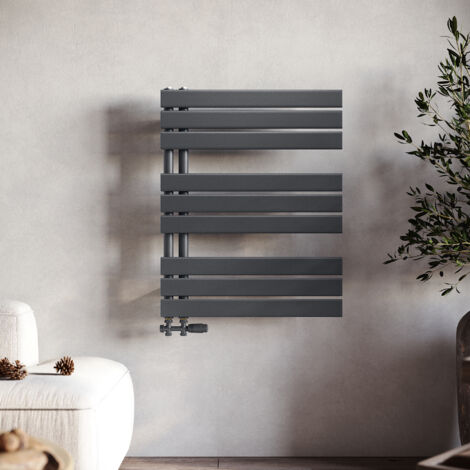 SONNI Radiateur sèche-serviettes 76x60cm Anthracite Panneau Radiateur sèche-serviettes, raccordement latéral
